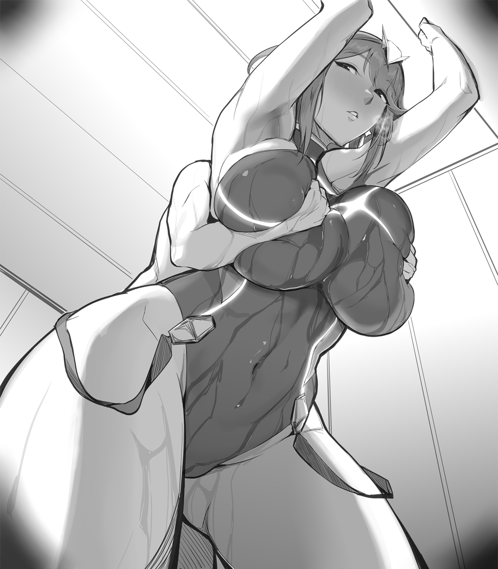 1girls, anegawa eiji, black and white, breast grab, breasts, eenui334, female, grabbing from behind, groping, huge breasts, hugging, hugging breasts, hugging from behind, male, monochrome, nintendo, older female, pyra, tagme, unseen male face, xenoblade (series), xenoblade chronicles 2