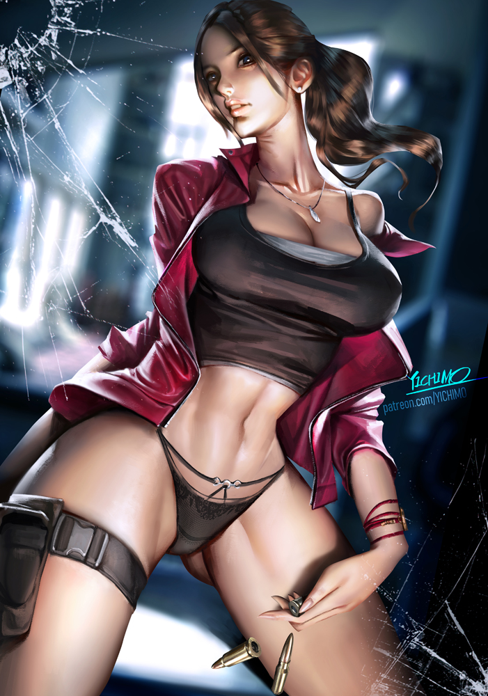 1girls big_breasts claire_redfield female female_focus female_only long_hair nipples resident_evil resident_evil_2 solo solo_female solo_focus tagme yichimoo