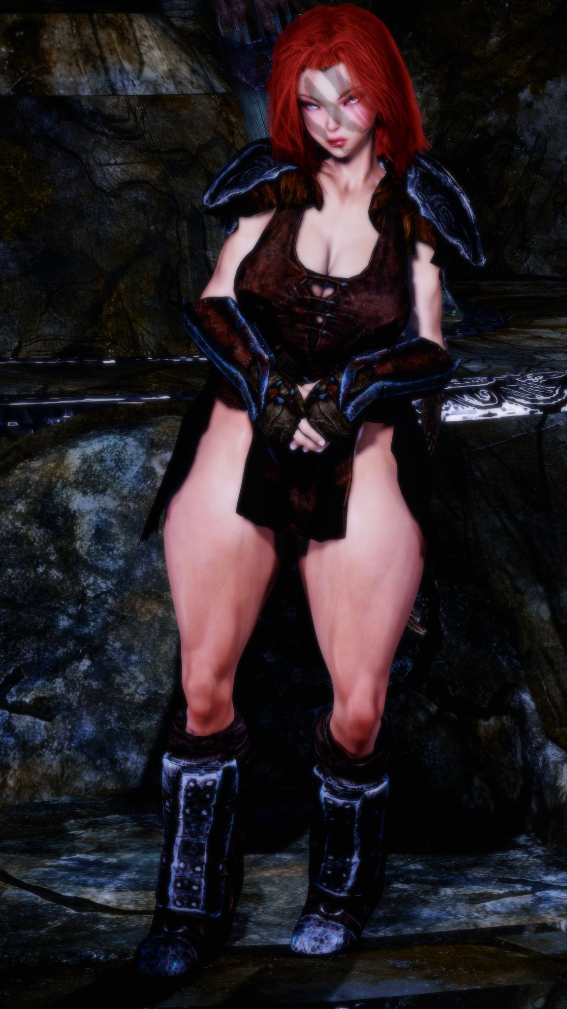 1girls 3d aela_the_huntress armor armored_boots big_breasts blazingsai boots breasts busty cleavage female female_only hips hourglass_figure huge_breasts large_breasts legs lips long_hair looking_at_viewer nipples original red_hair shoulder_armor shoulder_pads silver_eyes skyrim solo the_elder_scrolls thick thick_legs thick_lips thick_thighs thighs upper_body virt-a-mate virtamate voluptuous wide_hips