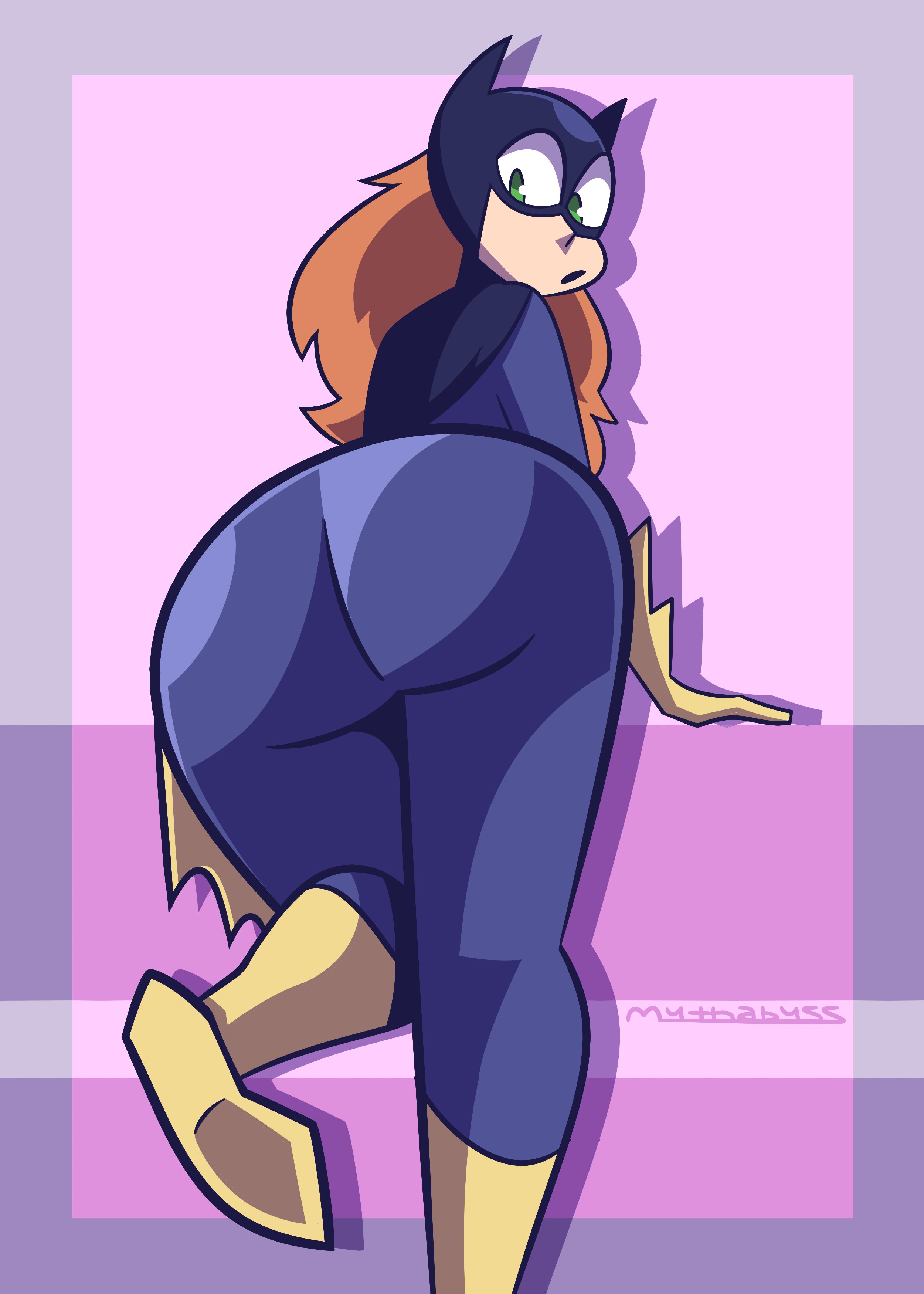 1girls, ass, barbara gordon, barbara gordon (shg), batgirl, batgirl (barbara gordon), big ass, dc, dc comics, dc super hero girls, female, female only, ginger, green eyes, looking back, mythabyss, orange hair, rear view