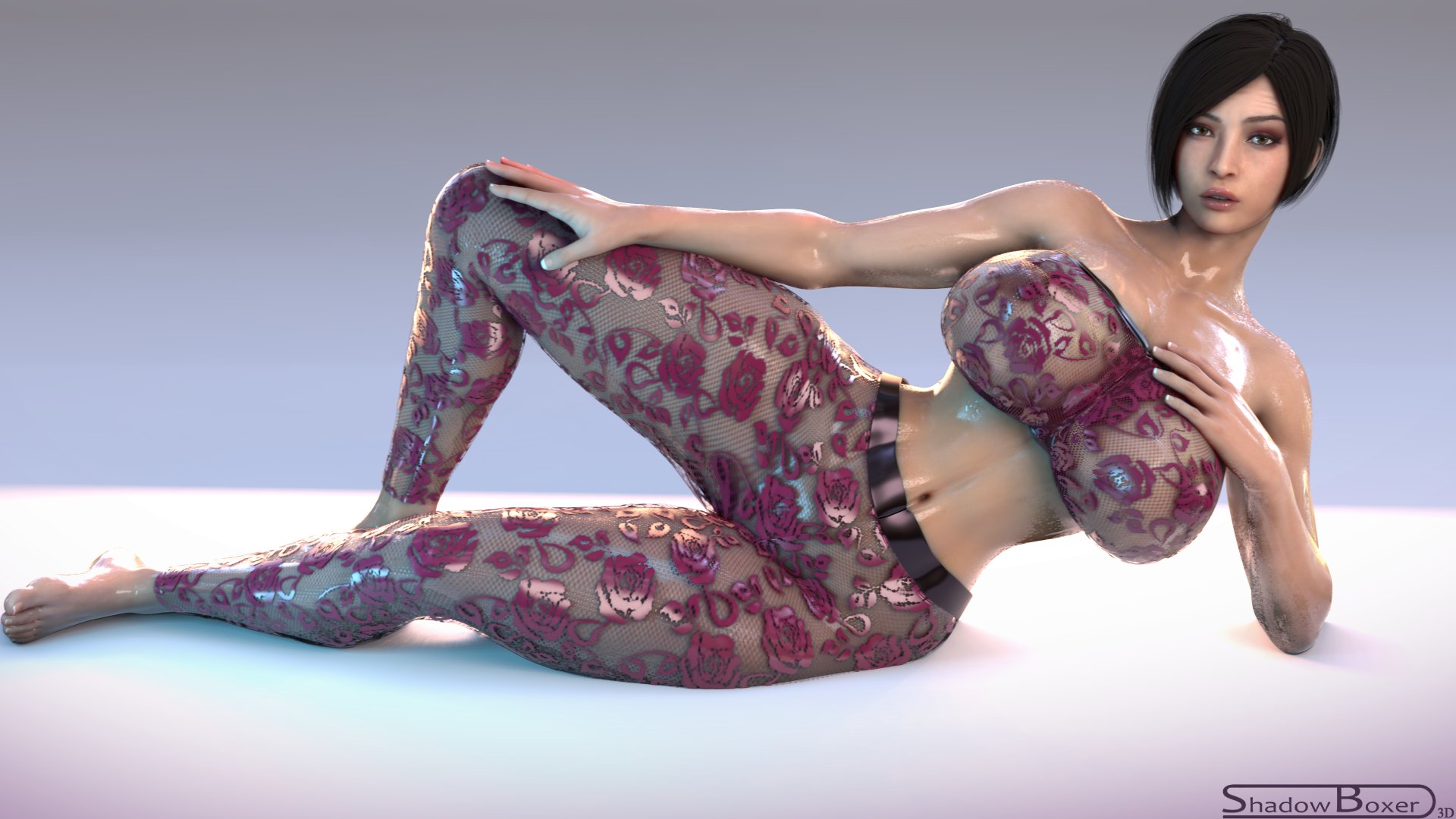 1girls, 3d, ada wong, ada wong (adriana), breasts, female, female only, huge breasts, resident evil, resident evil 2, shadowboxer, solo