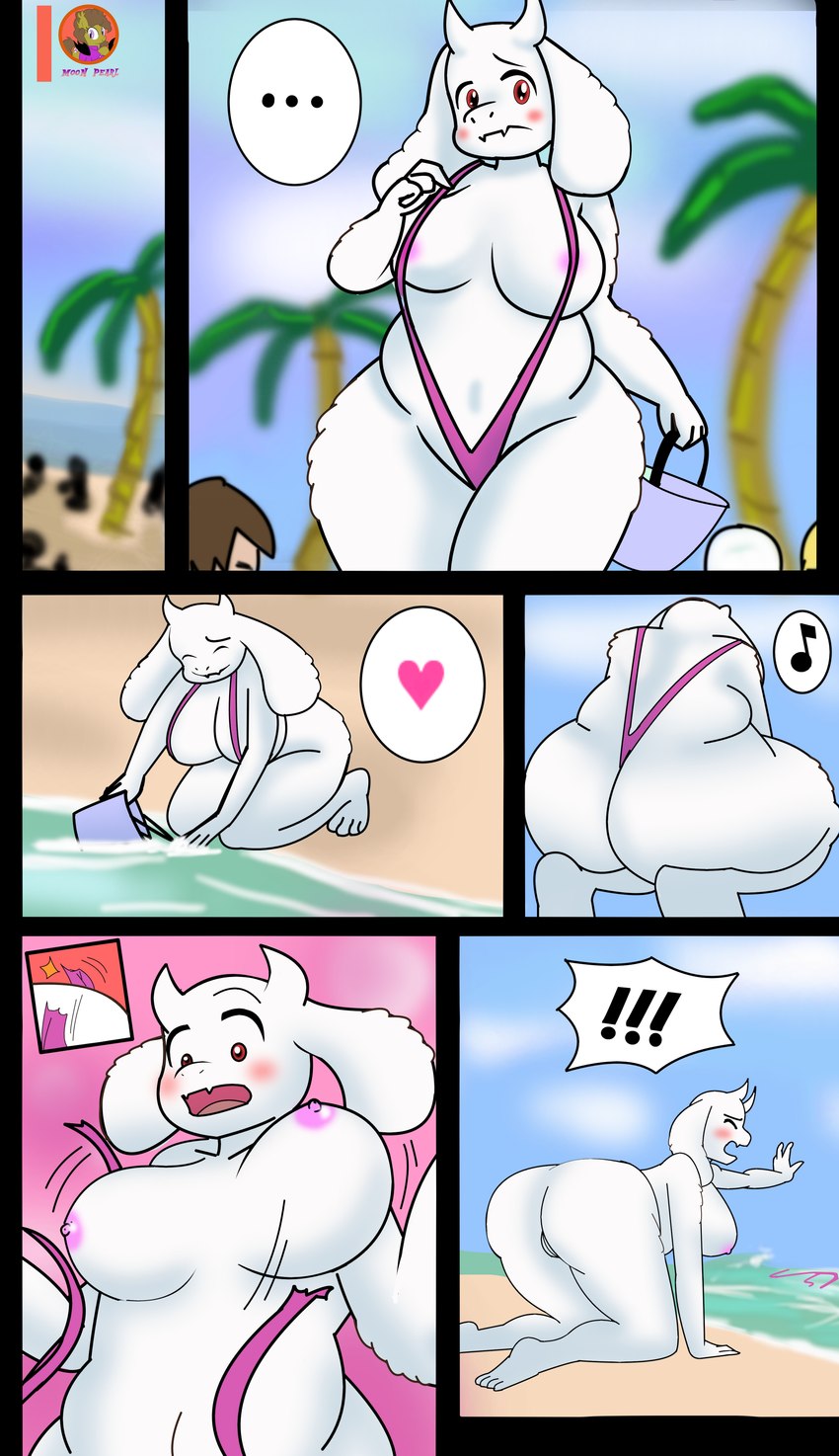 absurd_res accidental_exposure anthro bovid caprine clothing embarrassed embarrassed_nude_female exhibitionism female goat hi_res humanoid mammal moon_pearl nude solo succubi_samus swimsuit swimwear tobyfox toriel undertale unintentional_exhibitionism video_games wardrobe_malfunction