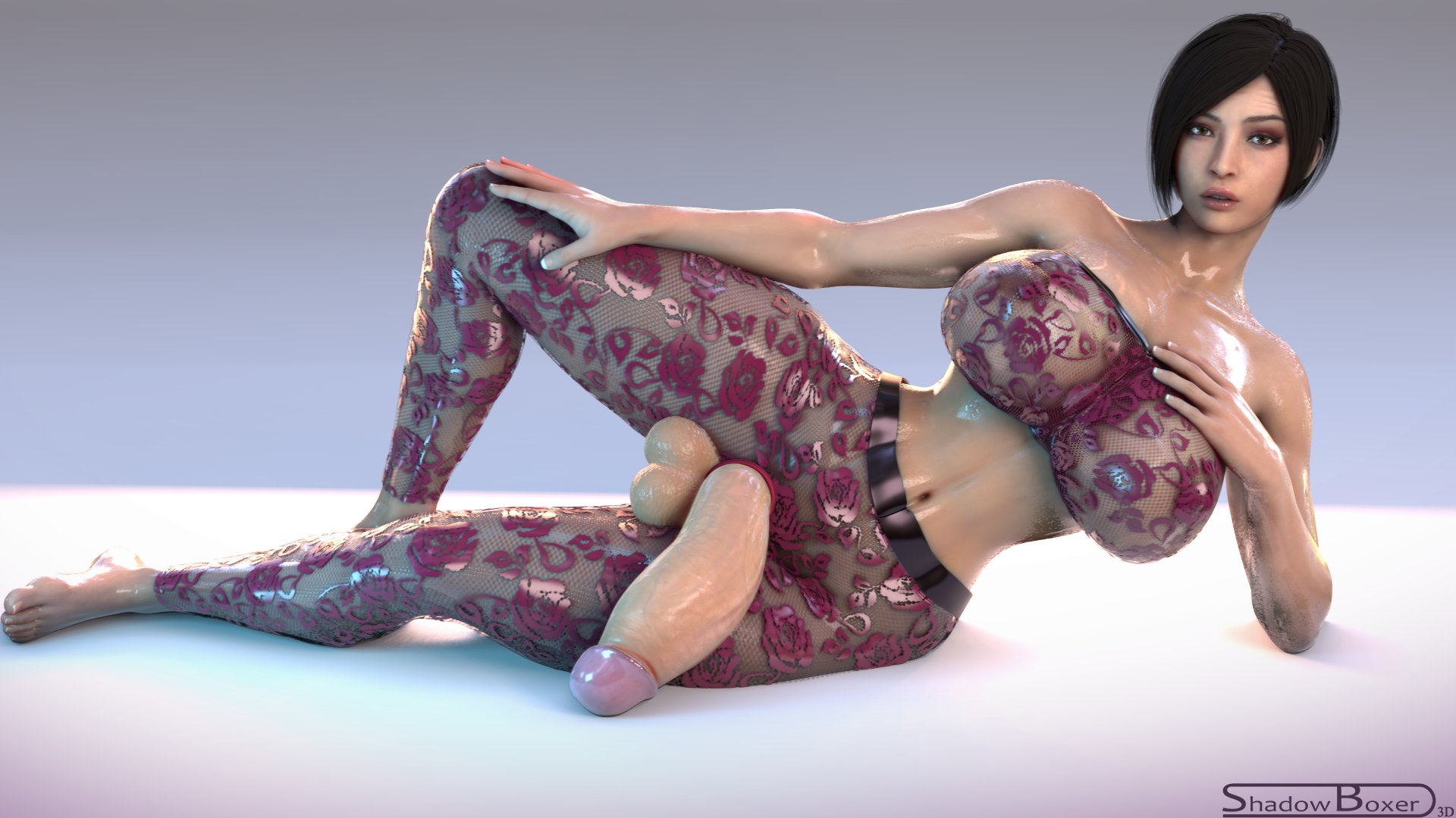 1futa, 3d, ada wong, balls, blender, breasts, erection, futa only, futanari, huge breasts, huge cock, intersex, penis, resident evil, resident evil 2, shadowboxer, solo, testicles