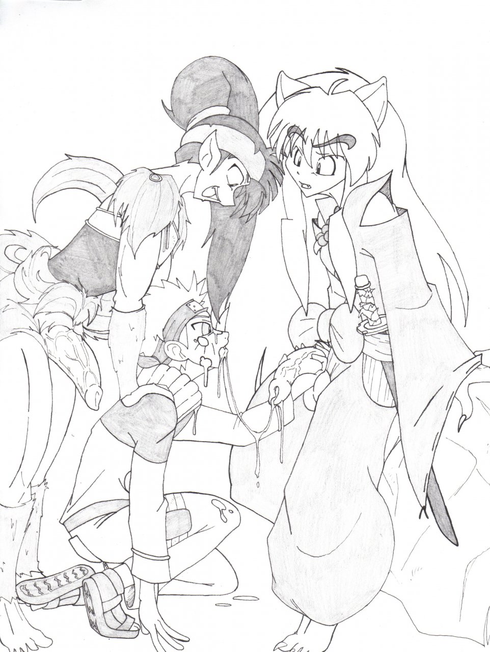 crossover human inuyasha inuyasha_(character) koga male male_only multiple_males naruto threesome trainer trainer_(artist) uzumaki_naruto yaoi