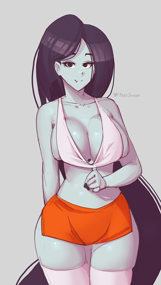 1girls, adventure time, ass, cartoon network, female, female focus, female only, huge ass, humanoid, looking at viewer, marceline, phat smash, simple background, solo, solo female, solo focus, thick thighs, vampire, wide hips
