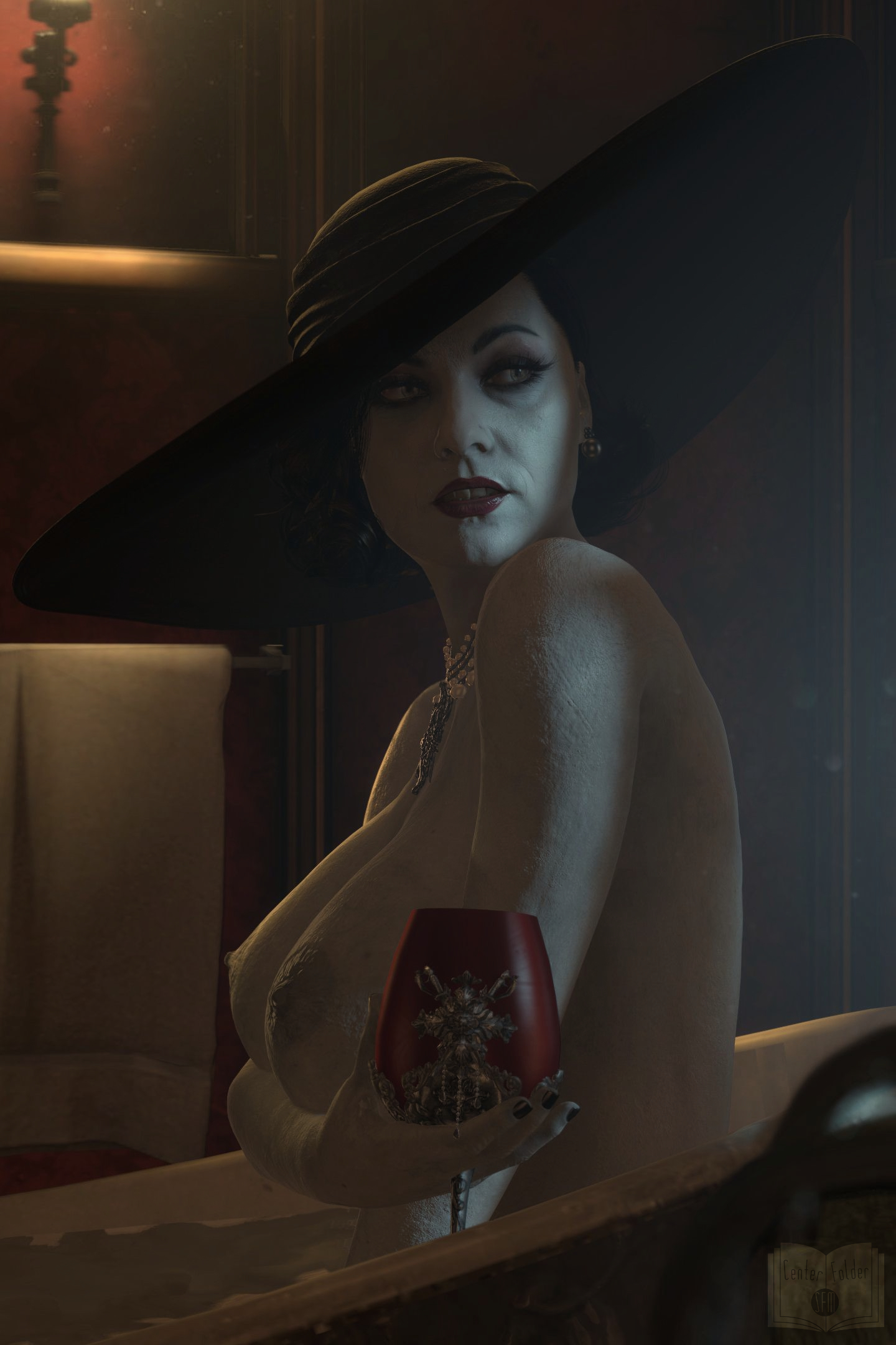 3d, alcina dimitrescu, big breasts, breasts, centerfoldersfm, female, resident evil, resident evil 8: village, solo
