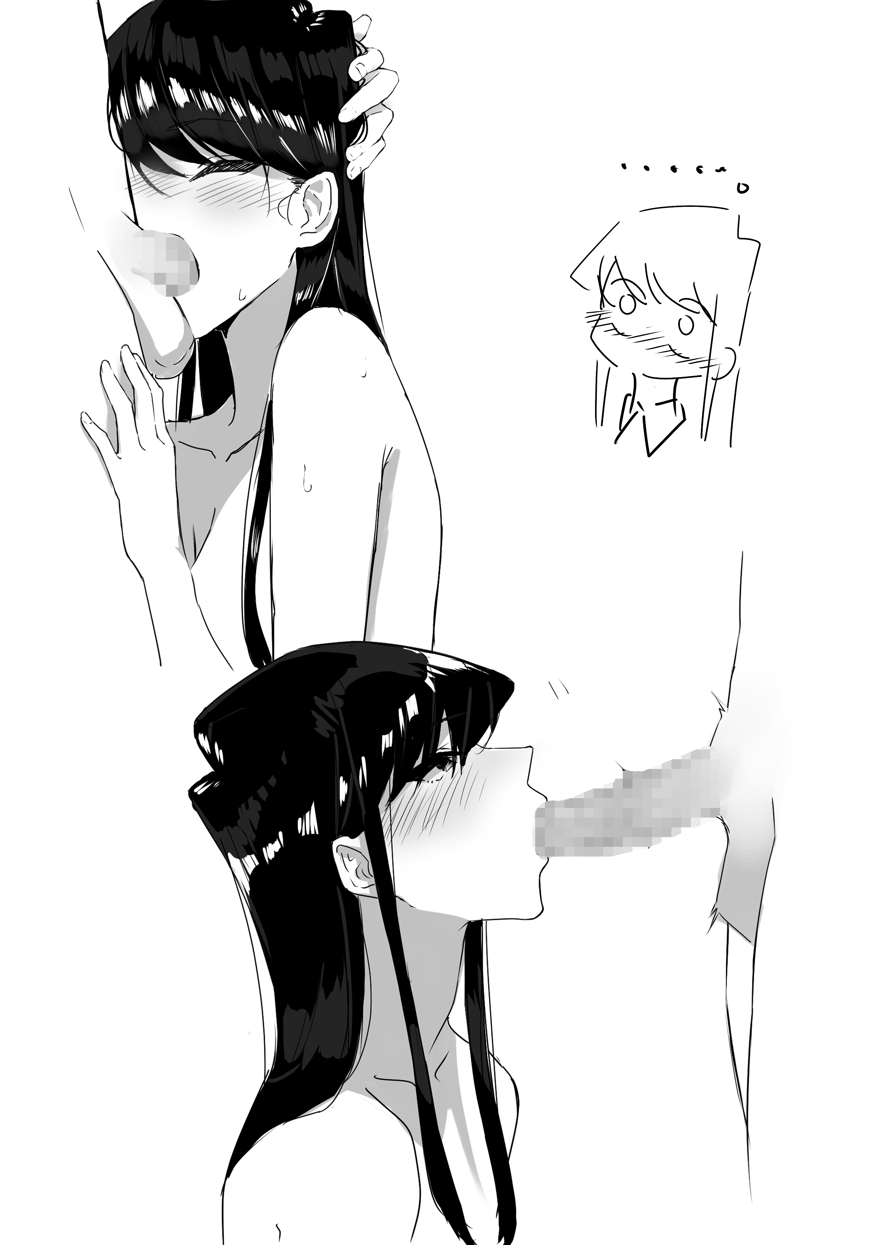 deepthroat, faceless male, female, komi shouko, komi-san wa komyushou desu, male, oral, penis, tadano hitohito, takita