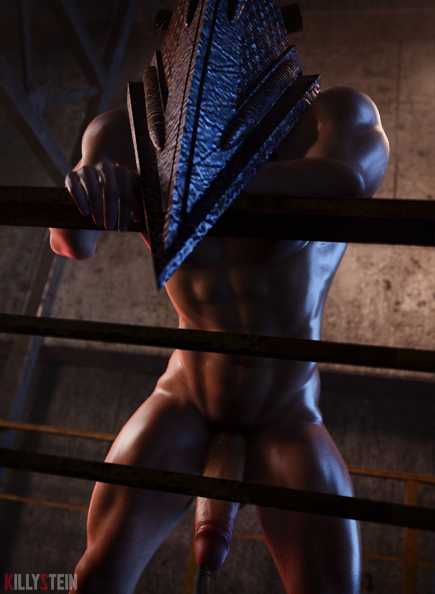 1boy, 3d, killystein, male, male only, naked, penis, precum, pyramid head, silent hill, silent hill (film), silent hill homecoming, solo
