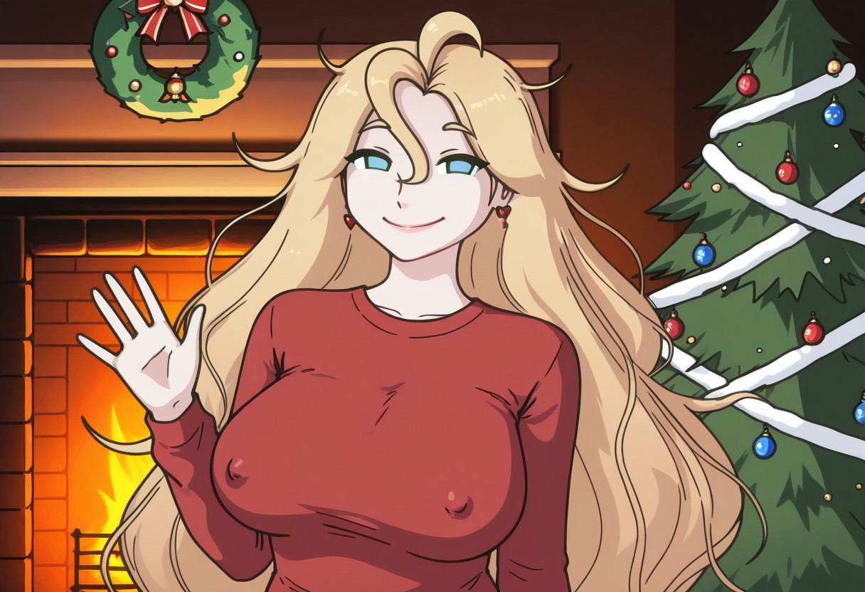 ai generated, christmas, covered nipples, derpixon, sweater, valentine (derpixon)