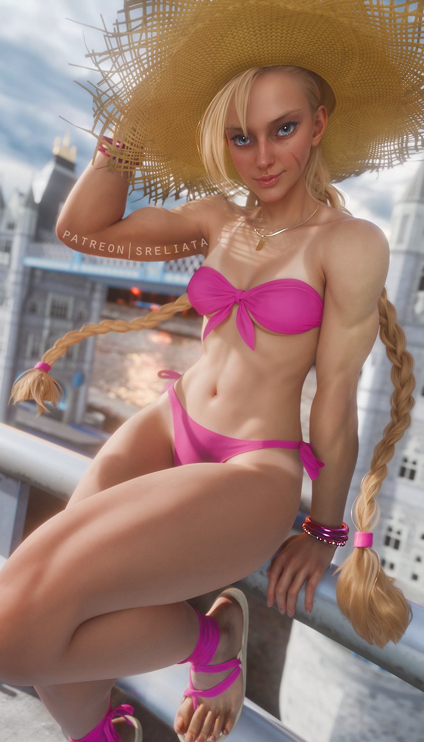 1girls, 3d, ass, big ass, bikini, breasts, cammy white, capcom, female, female only, sreliata, straw hat, street fighter, street fighter 6, tagme, tan skin, tanline, thick thighs, wide hips