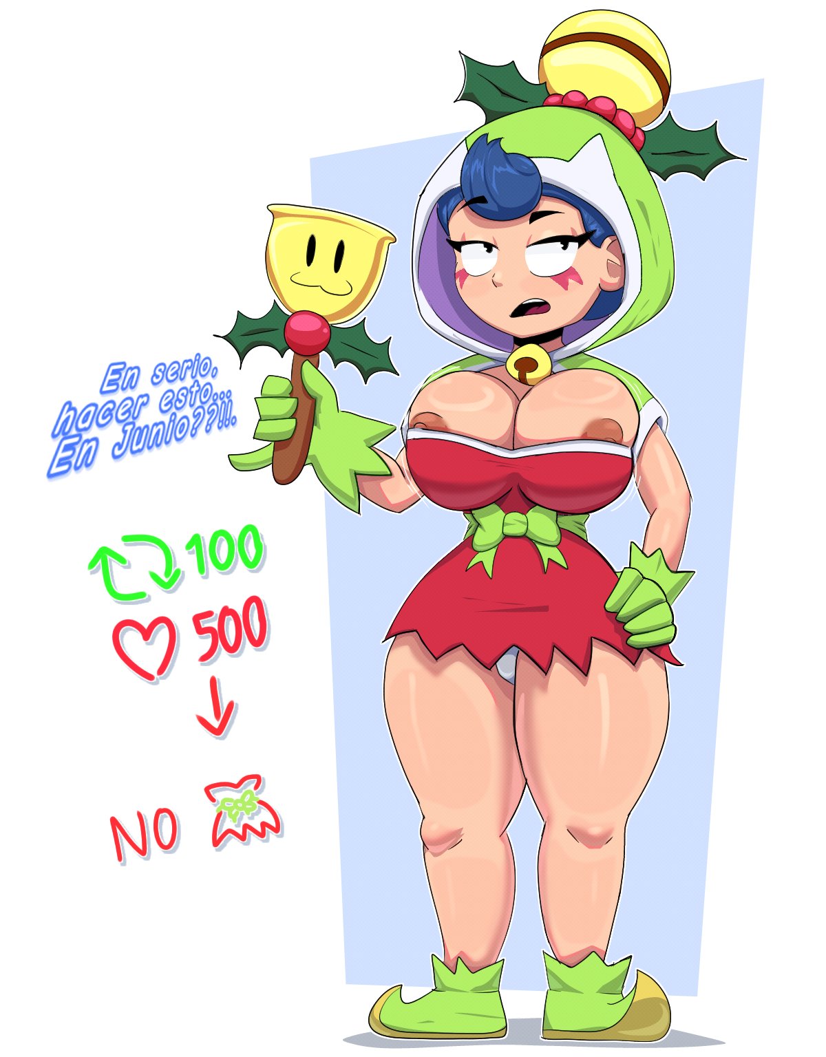 1girls, black hair, brawl stars, female only, janet (brawl stars), jolly janet (brawl stars), solo, solo female, suglir, tagme, translation request, twitter strip game