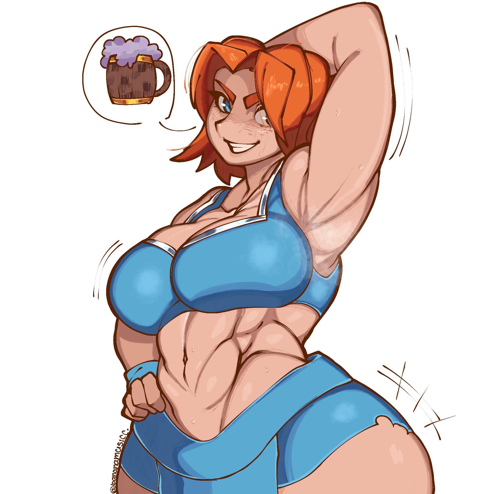 abs, bananamusicc, big breasts, breasts, clash (series), clash of clans, clash royale, female, supercell, tagme, thick thighs, valkyrie (clash of clans), video game character, video games