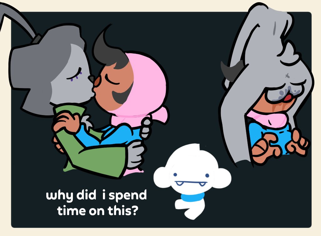 1boy, 1girls, algob4v, ball gag, balls, ballsack, bav, dark hair, dark skin, dark-skinned female, duolingo, furry, gray fur, hijab, kissing, male, male/female, muslim, muslim female, oral, oral penetration, oral sex, penis in mouth, sword swallowing position, tail, vab (bav), zari (duolingo)