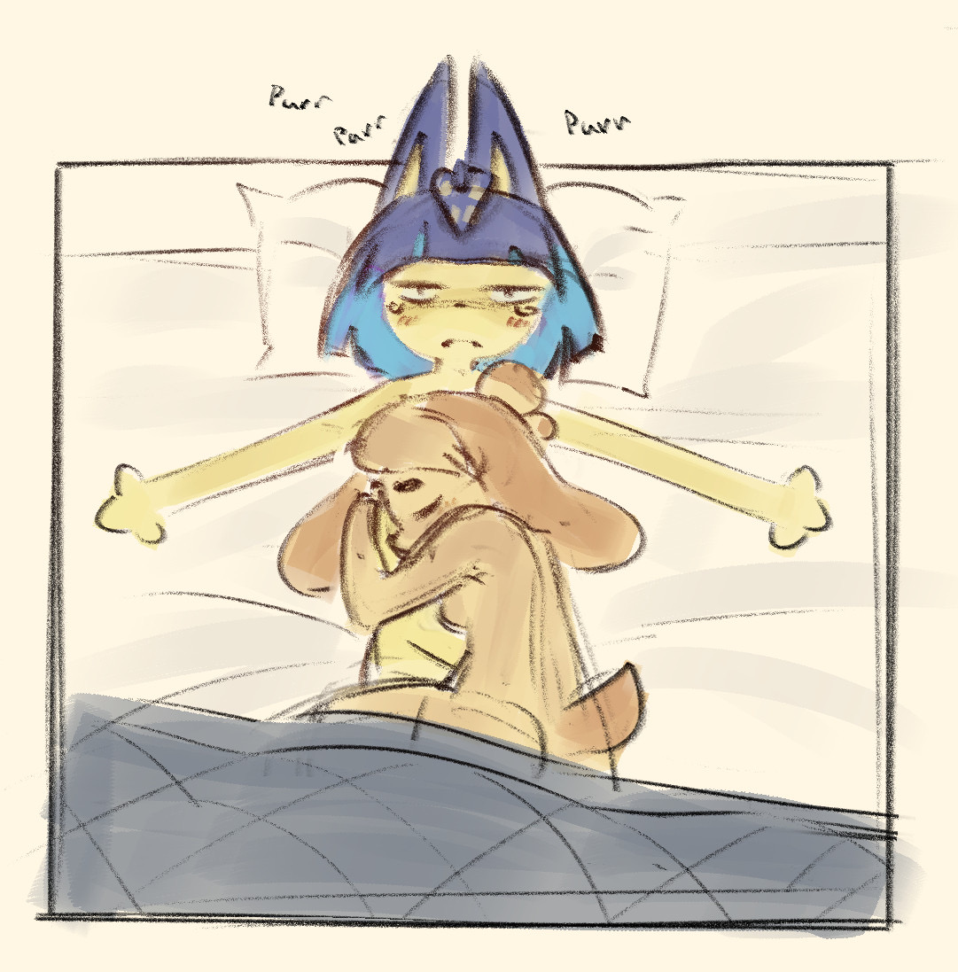 2d, 2d (artwork), after, after cum, after orgasm, after sex, aftercare, animal crossing, ankha, ankha (animal crossing), canine, cat ears, cat girl, comforting, couple, couple (romantic), couple sex, cuddling, cuddling up together, dog ears, dog girl, feline, girlfriend, girlfriends, homosexual, hugging, hugging another, in bed, isabelle (animal crossing), lesbian couple, nintendo, sex on bed, shih tzu, trashyy, yuri