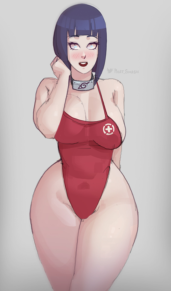 1girls, alternate breast size, areola slip, areolae, ass, big breasts, black hair, blush, blushing, boruto, boruto: naruto next generations, breasts, cleavage, eyelashes, female, female focus, female only, huge ass, huge breasts, hyuuga hinata, large breasts, leotard, lifeguard, light skin, light-skinned female, looking away, naruto, naruto (series), naruto shippuden, neck ring, pale skin, pale-skinned female, phat smash, simple background, solo, solo female, solo focus, thick thighs, uzumaki hinata, wide hips