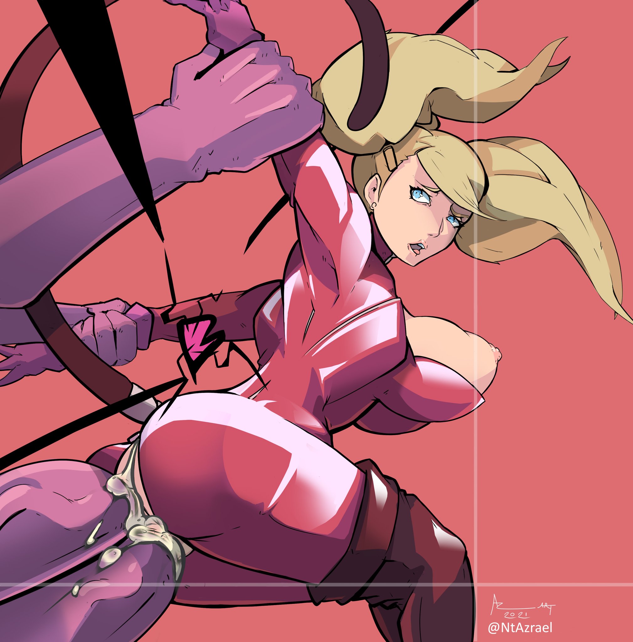 alternate version available, ann takamaki, bad end, breasts, diphallia, diphallism, double penetration, female, high heel boots, latex, male, multi genitalia, multi penis, ntazrael, penis, persona, persona 5, phantom thief suit, rape, shadow kamoshida, suguru kamoshida, tail