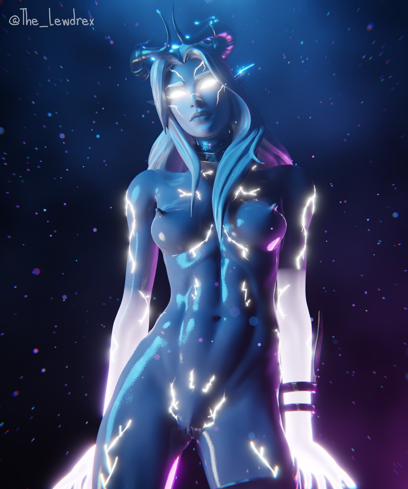 3d, etheria (fortnite), female, fortnite, fortnite: battle royale, horns, lewdrex, nude, nude female, tagme
