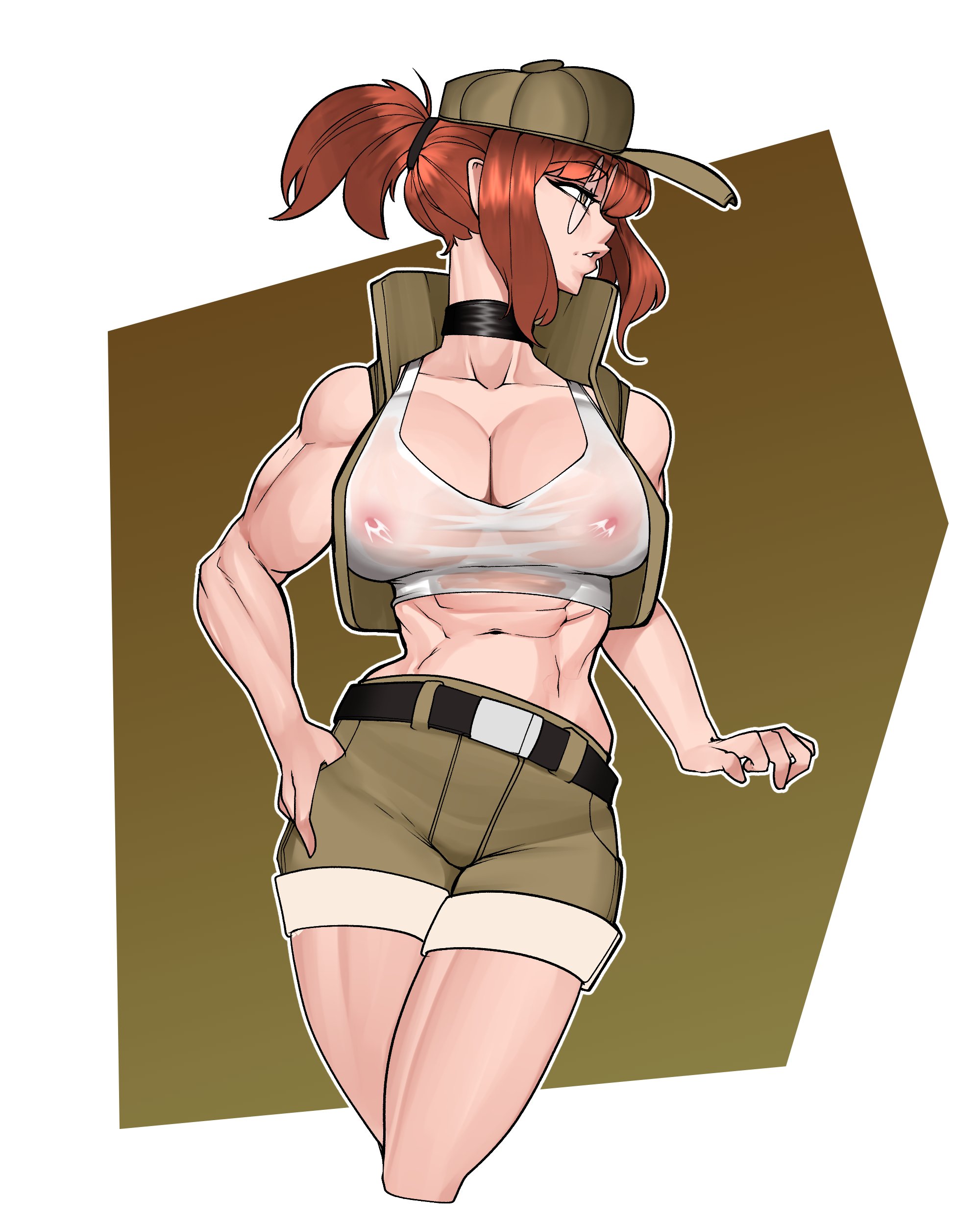 breasts, busty, cleavage, female, fio germi, glasses, metal slug, noodledoodles, see-through, see-through clothing, tagme