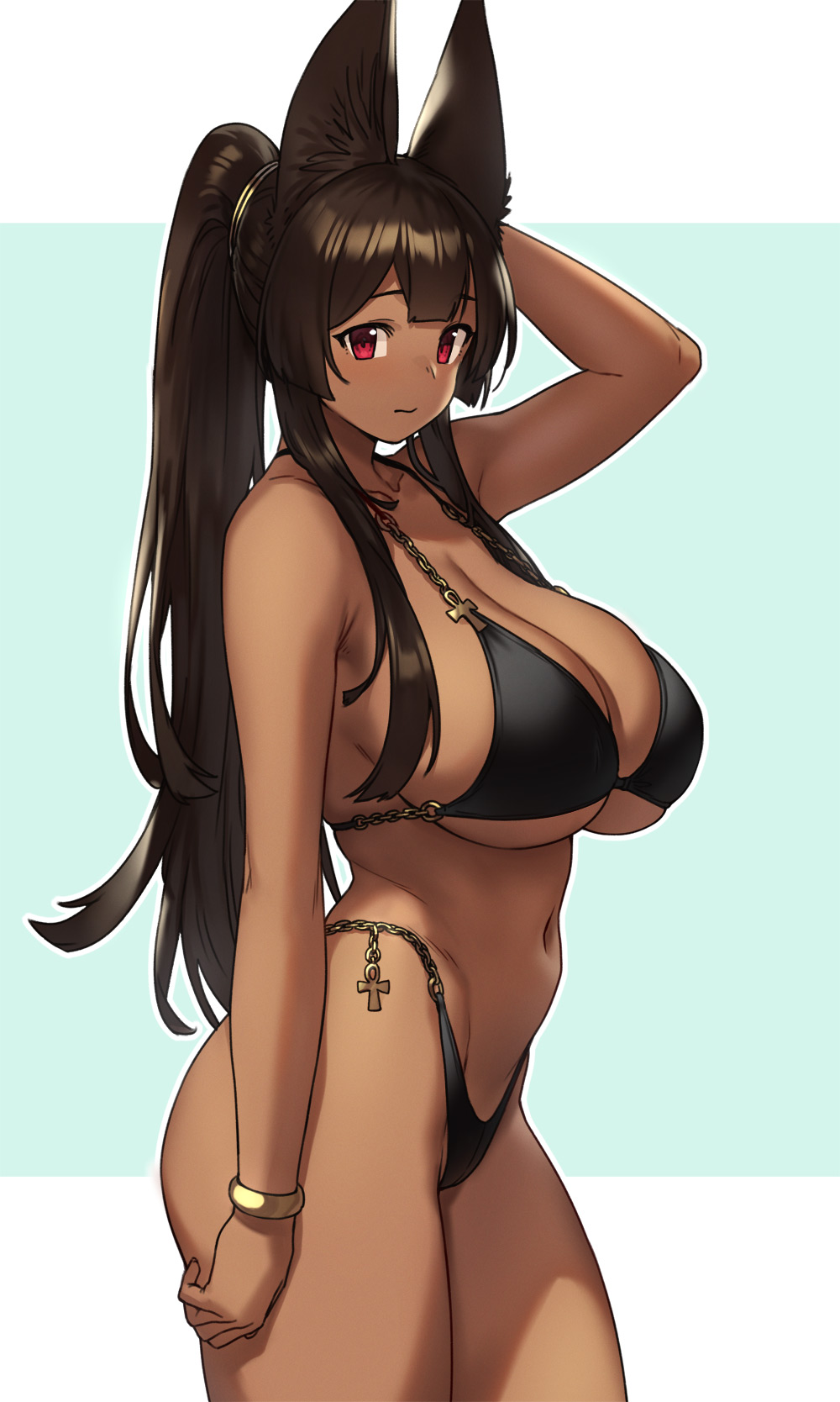 1girls anubis_(houtengeki) big_breasts breasts cleavage egyptian female female_only houtengeki large_breasts solo