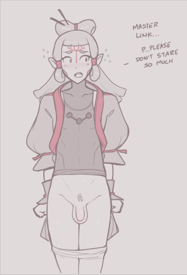 1boy, blush, breath of the wild, cock, dick, dross, femboy, looking at another, male, male only, paya (the legend of zelda), penis, pointy ears, pubic hair, rule 63, small penis, solo, the legend of zelda, trap, undressing