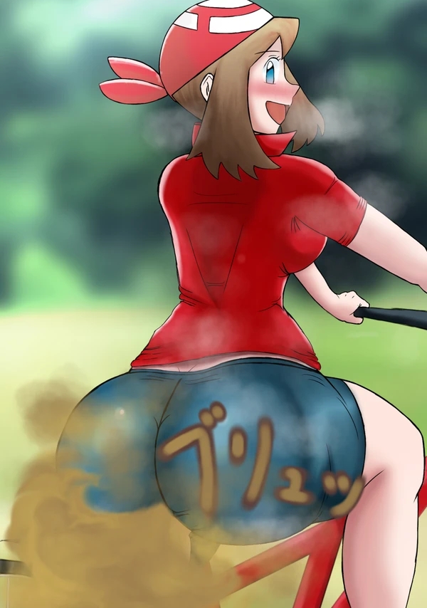 ass, big ass, facesitting, fart, fart could, fart fetish, fart on dick, fartjob, female, femdom, giantess, gigantic ass, huge ass, human, kuro neko1104, male, may (pokemon), penis, pokemon, sitting on person, smothering, steam, steaming body