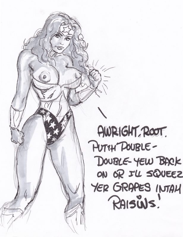 1girls big_breasts black_and_white breasts budd_root dc dc_comics english english_text female female_only long_hair monochrome nipples sketch solo superheroine tagme text uncensored wonder_woman wonder_woman_(series)