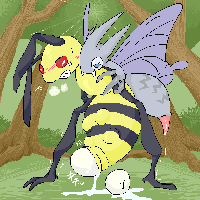 beedrill blush color egg_laying female interspecies male nintendo ovipositor pokemon tree venomoth what