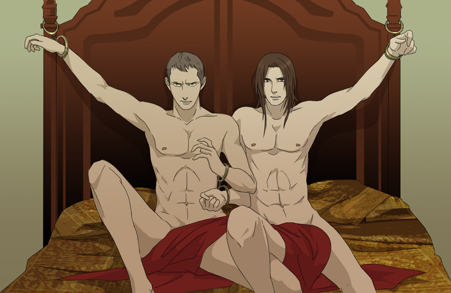 2boys altair_ibn_la-ahad angry assassin's_creed assassin's_creed:_brotherhood assassin's_creed:_revelations assassin's_creed_(series) assassin's_creed_ii bondage bound_together doubleleaf ezio_auditore_da_firenze forced_yaoi gay handcuffs male male_only naked nude ubisoft yaoi