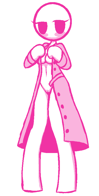 2017 blush breasts eyelashes female female_focus female_only looking_at_viewer naked naked_coat navel no_mouth nude nude_female nudity pink pussy screwroot standing stickfigure stickman trenchcoat