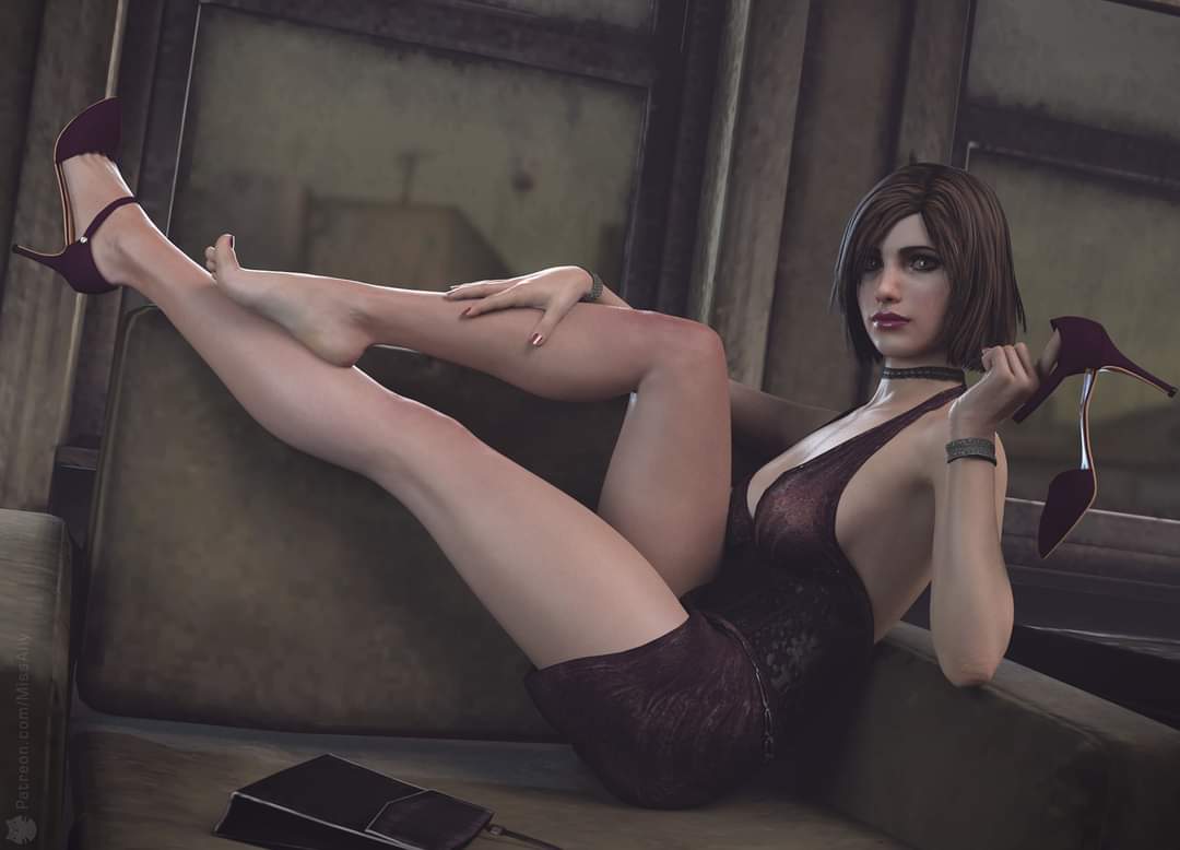 1girls 3d choker dress eileen_galvin feet female_only female_solo green_eyes high_heels legs lipstick silent_hill silent_hill_4 solo solo_female