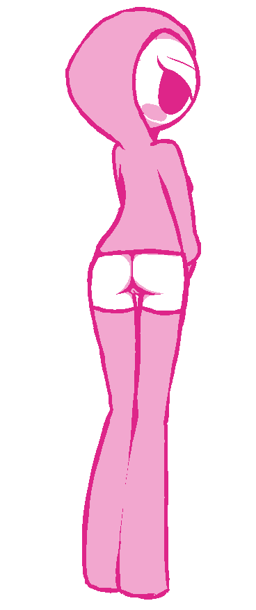 2017 ass blush bottomless bottomless_female eyelashes female female_focus female_only long_socks looking_at_viewer looking_back looking_back_at_viewer naked naked_hoodie naked_socks no_mouth nude nude_female pink pussy screwroot socks standing stickfigure stickman