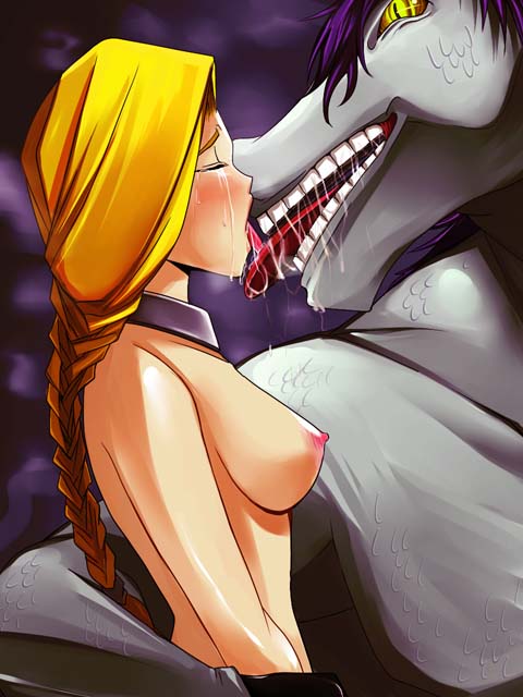 1girls 1monster bianca_whitaker blonde_hair braid closed_eyes crying dragon_quest dragon_quest_v female french_kiss horse jyami kissing kon_the_knight male medium_breasts miyabi_(pixiv)