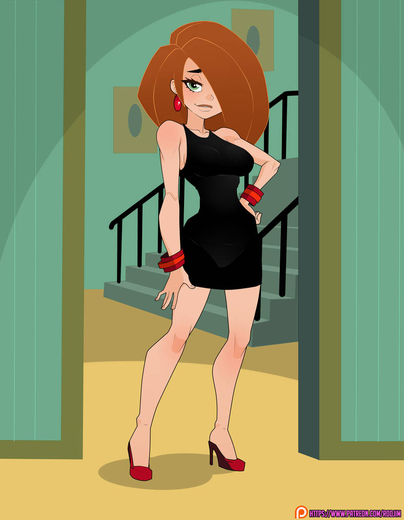 1girls, black dress, bracelet, disney, earrings, female, female only, female protagonist, green eyes, kim possible, kimberly ann possible, light skin, long hair, nude, red hair, rodjim, solo