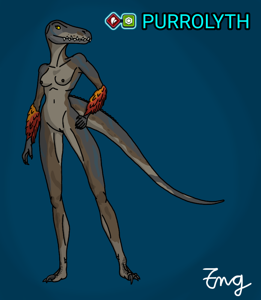 1girls anthro crocodilian feathered_dinosaur feathers female female_only hybrid jurassic_park jurassic_world jurassic_world_alive purrolyth the_nameless_guy