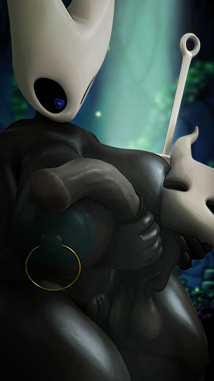 1boy 1girls azsfml big big_penis black_body breasts handjob heart-shaped_pupils hollow_knight hornet_(hollow_knight) horsecock incest nipple_piercing nipples piekiller5 protagonist_(hollow_knight) pussy siblings straight tagme wide_hips