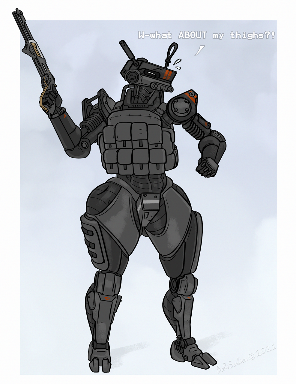 ambiguous_gender anthro big_ass borisalien embarrassed gun robot spectre_(titanfall) tagme theboris thick_thighs titanfall titanfall_2 wide_hips