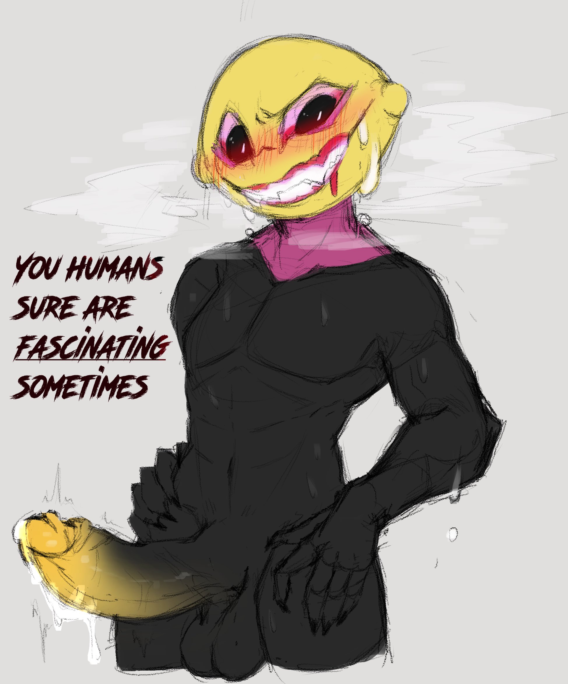 anthro, ass, balls, bara, big arms, big ass, big balls, big legs, big pecs, big penis, blood, blush, devils sins, drool, fat cock, friday night funkin, huge cock, large ass, large balls, large penis, leaking cum, lemon demon, male, male only, monster (friday night funkin), muscular, muscular arms, muscular legs, muscular male, penis, precum, sharp claws, sharp teeth, solo male, sweat, yaoi
