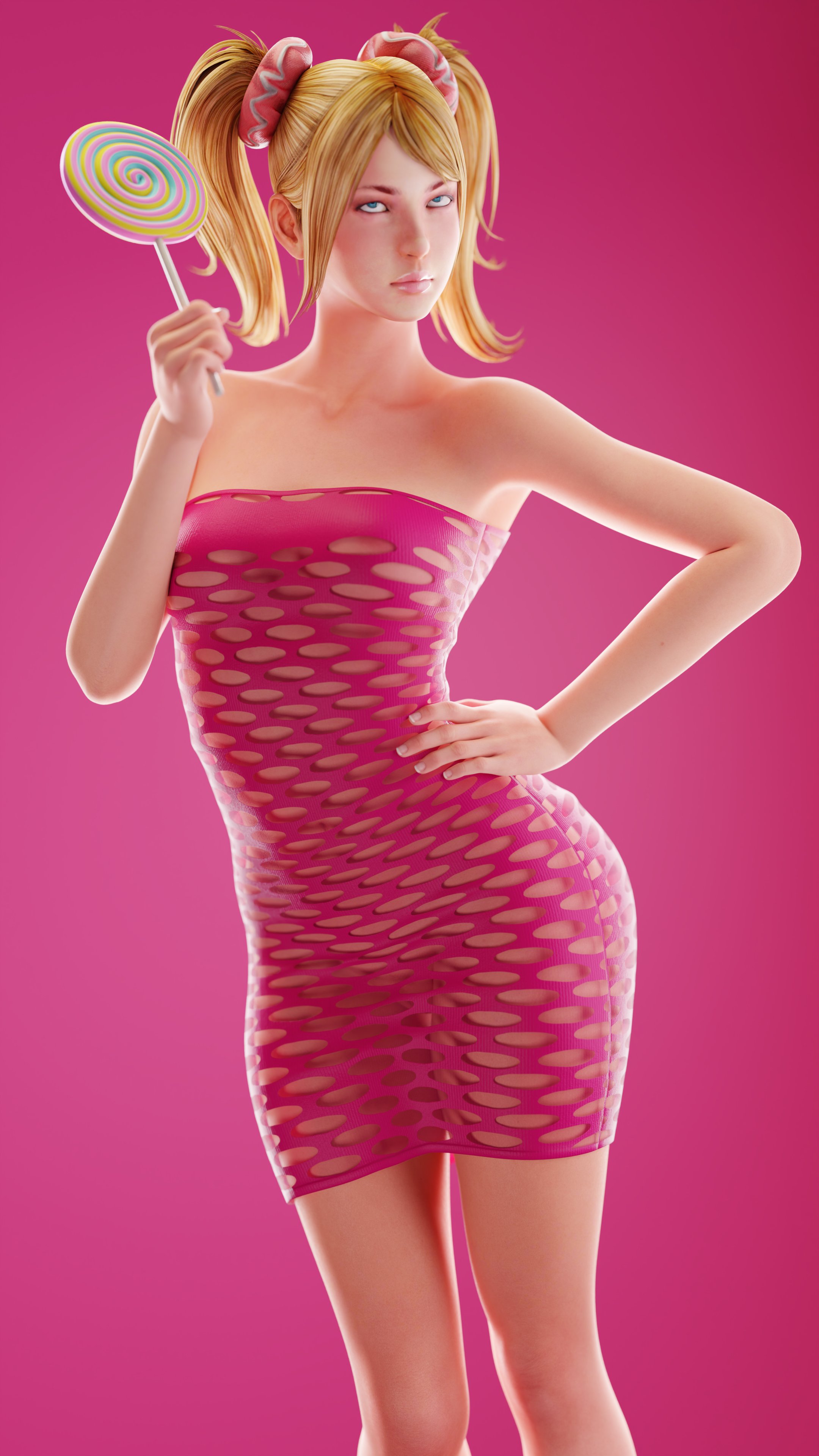 1girls, 3d, areola slip, ass, big ass, blonde hair, blue eyes, breasts, female, female only, fishnet bodysuit, juliet starling, lollipop, lollipop chainsaw, medium breasts, revealing clothes, see-through, see-through clothing, solo, steps3d, tagme, thick thighs, twintails, wide hips