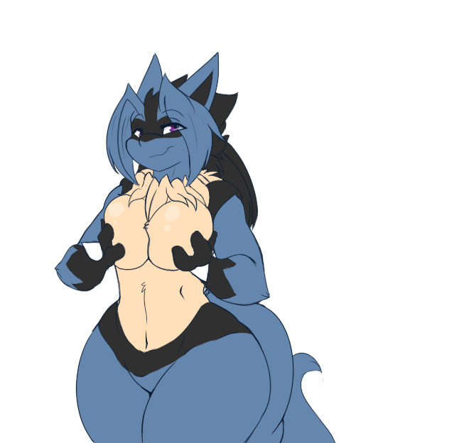 1girls ass big_ass big_breasts big_butt breast_grab breast_squeeze breasts butt dewwydartz featureless_breasts featureless_crotch female female_only furry game_freak hips holding_breast huge_ass huge_butt humanoid large_ass large_breasts large_butt lucario may_(dewwydartz) nintendo no_nipples no_pussy pokemon pokemon_(species) purple_eyes simple_background smug solo solo_female squeezing_breast thick thick_ass thick_thighs thighs voluptuous white_background wide_hips