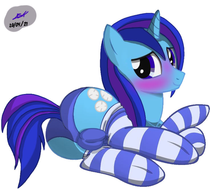 ass balls big_balls big_butt blush femboy gay looking_back male mlp_clop mlp_oc my_little_pony snowball_cold_(mlp) socks solo underwear_only unicorn_pony