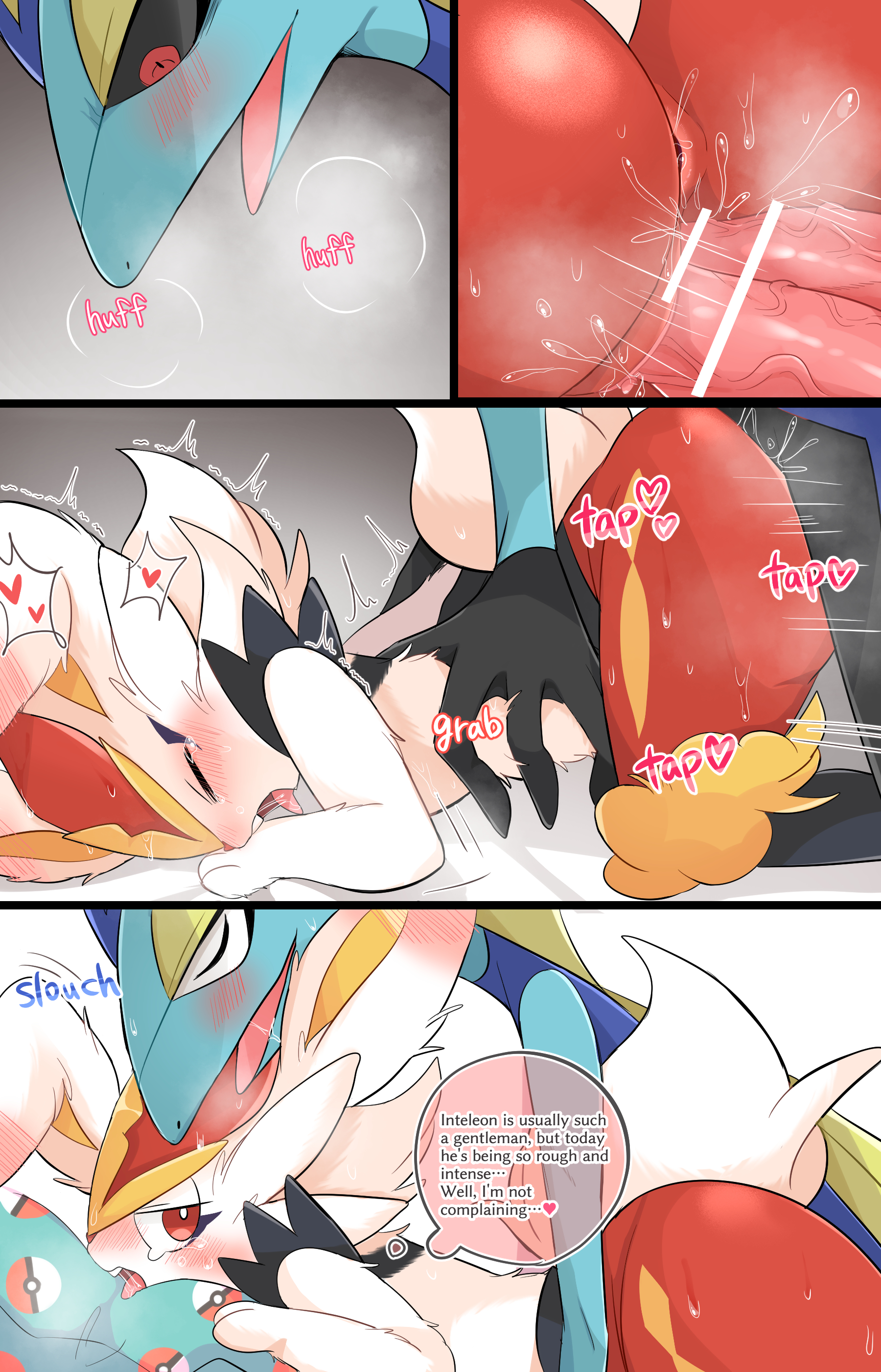 1boy, 1girls, 9:14, absurd res, all fours, animal genitalia, animal penis, anthro, anthro on anthro, anthro penetrated, anthro penetrating, anthro penetrating anthro, anus, ass, ass up, black body, black fur, black hands, blue body, blush, bodily fluids, censored, cinderace, clitoris, closed eyes, diphallia, diphallism, doggy style, double penetration, drooling, duo, ear blush, ejaculation, english text, female, female cinderace, female on bottom, female penetrated, female pokemon, femsub, from behind position, fucked silly, fur, genital fluids, genitals, gigantamax inteleon, gigantamax pokemon, heart, hemipenes, hi res, humanoid hands, inteleon, interspecies, lagomorph, leporid, lizard, looking pleasured, lying, male, male on top, male penetrating, male penetrating female, male pokemon, male pokemon/female pokemon, male/female, maledom, mammal, movement lines, multi genitalia, multi penis, multicolored body, multicolored fur, nintendo, nude, on bottom, on front, on top, onomatopoeia, open mouth, orange body, orange fur, orgasm face, penetration, penile, penile penetration, penis, penis in pussy, pillow, pokémon (species), pokemon, pokemon (species), pokemon ss, prrrrrrmine, pussy, pussy ejaculation, pussy juice, pussy juice on penis, red body, red eyes, red fur, reptile, saliva, saliva on tongue, scalie, sex, sound effects, speed bump position, tears, teeth, text, thought bubble, thrusting, tongue, tongue out, vaginal penetration, vein, veiny penis, video games, white body, white fur, white tail, yellow inner ear