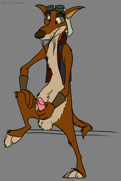 anthro bottomless brown_fur disney front_view holding_penis humanoid_penis maddog male male_only penis solo tagme talespin testicles vest weasel weaselgrease