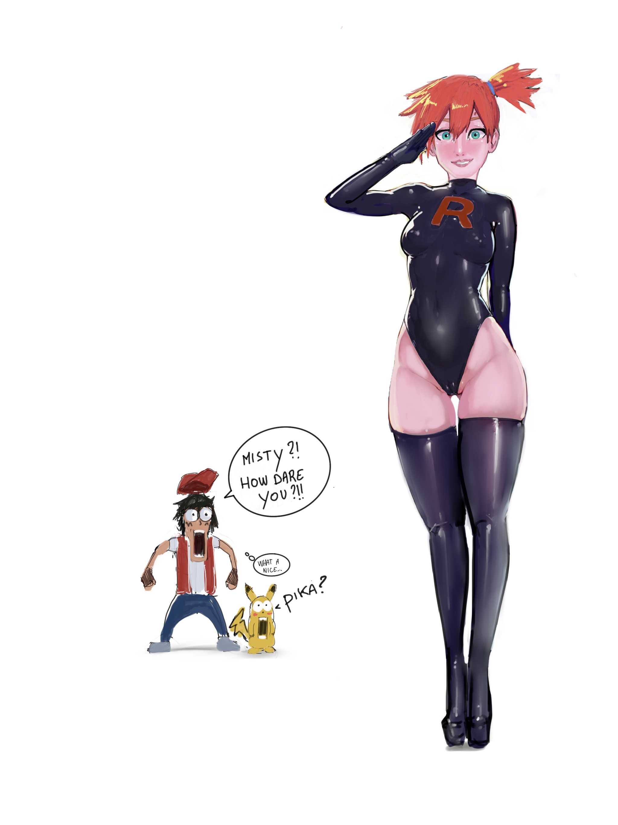 1girls, adult, adult female, big breasts, black boots, boot fetish, boots, breasts, caption, corruption, elbow gloves, enemy conversion, english, english text, female, female focus, ginger, ginger female, ginger hair, gloves, high heel boots, high heeled boots, high heels, iron doomer, kasumi (pokemon), latex, latex boots, latex clothing, latex stockings, latex thighhighs, leotard, long legs, nintendo, pikachu, platform boots, platform footwear, platform heels, platform shoes, pokemon anime, pokemon rgby, revealing clothes, rubber, rubber clothing, satoshi (pokemon), shiny clothes, team rocket, team rocket grunt (female), team rocket uniform, text, text bubble, thighhighs, tight clothes, tight clothing, tight fit