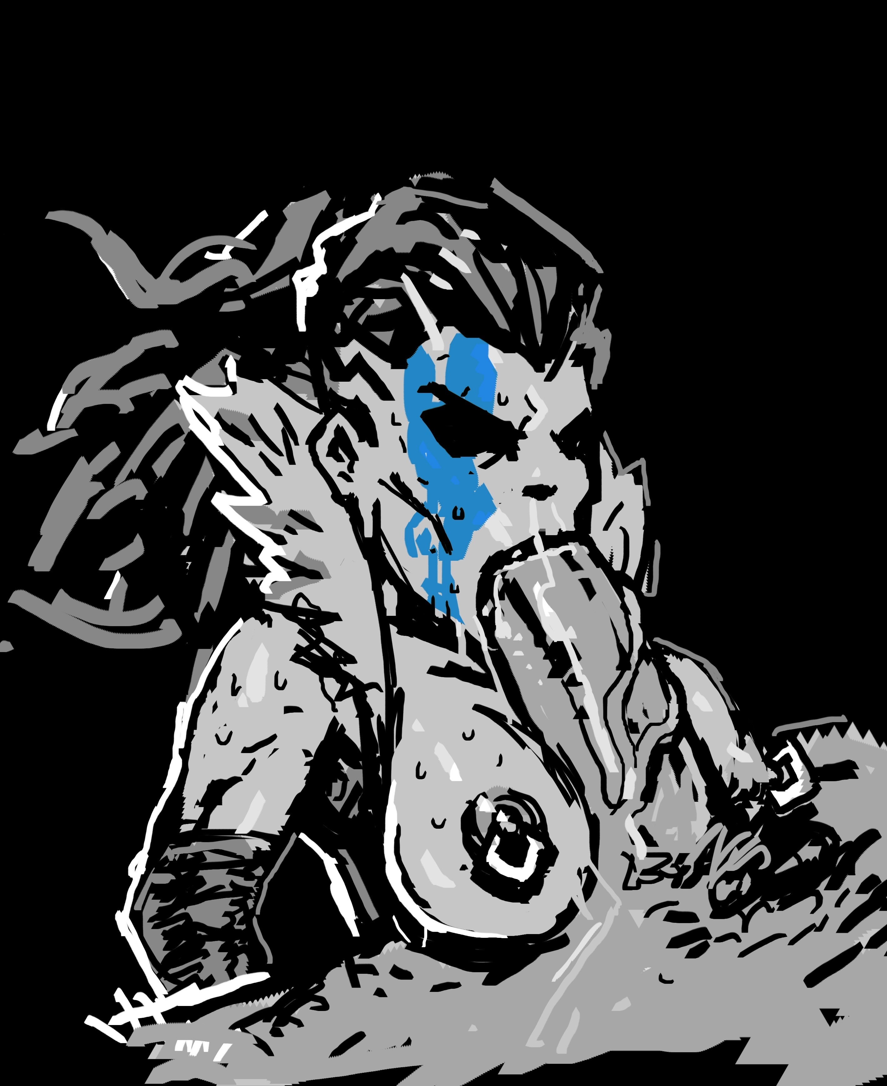 1boy, 1girls, 2021, big breasts, blowjob, breasts, breasts out, darkest dungeon, fellatio, female, hellion (darkest dungeon), hi res, justsomenoob, long hair, male, male/female, monochrome, paizufella, paizuri, pierced nipples, piercing, saliva, sweat