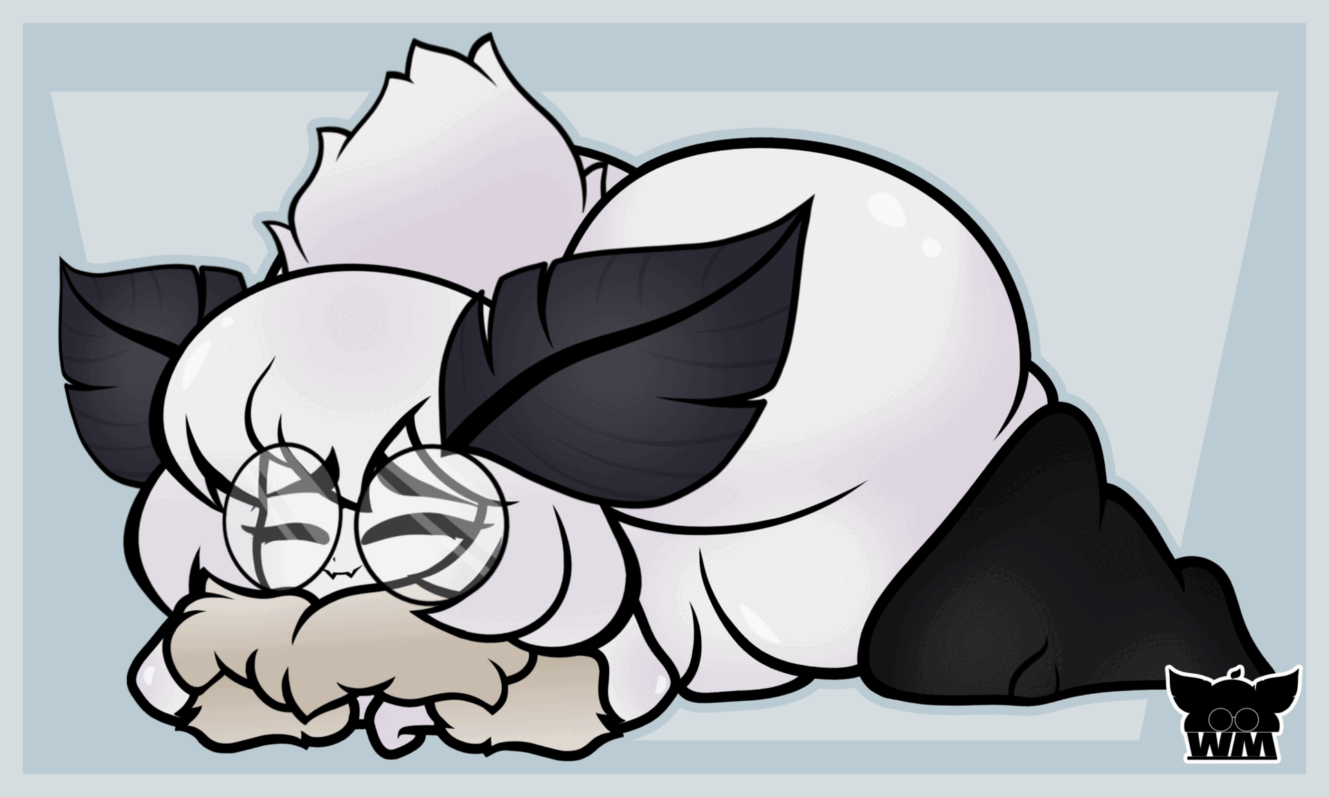 animated, antennae (anatomy), anthro, arthropod, ass, belly, big butt, bubble butt, butt jiggle, clothing, eyewear, femboy, glasses, head in hands, hi res, insects, jiggling, legwear, lepidopteran, lying, male, male/male, moth, on front, resting on belly, round glasses, sleeping, slightly chubby, slightly chubby male, solo, teapot (body type), thigh highs, tired, willowmoff, wobbling
