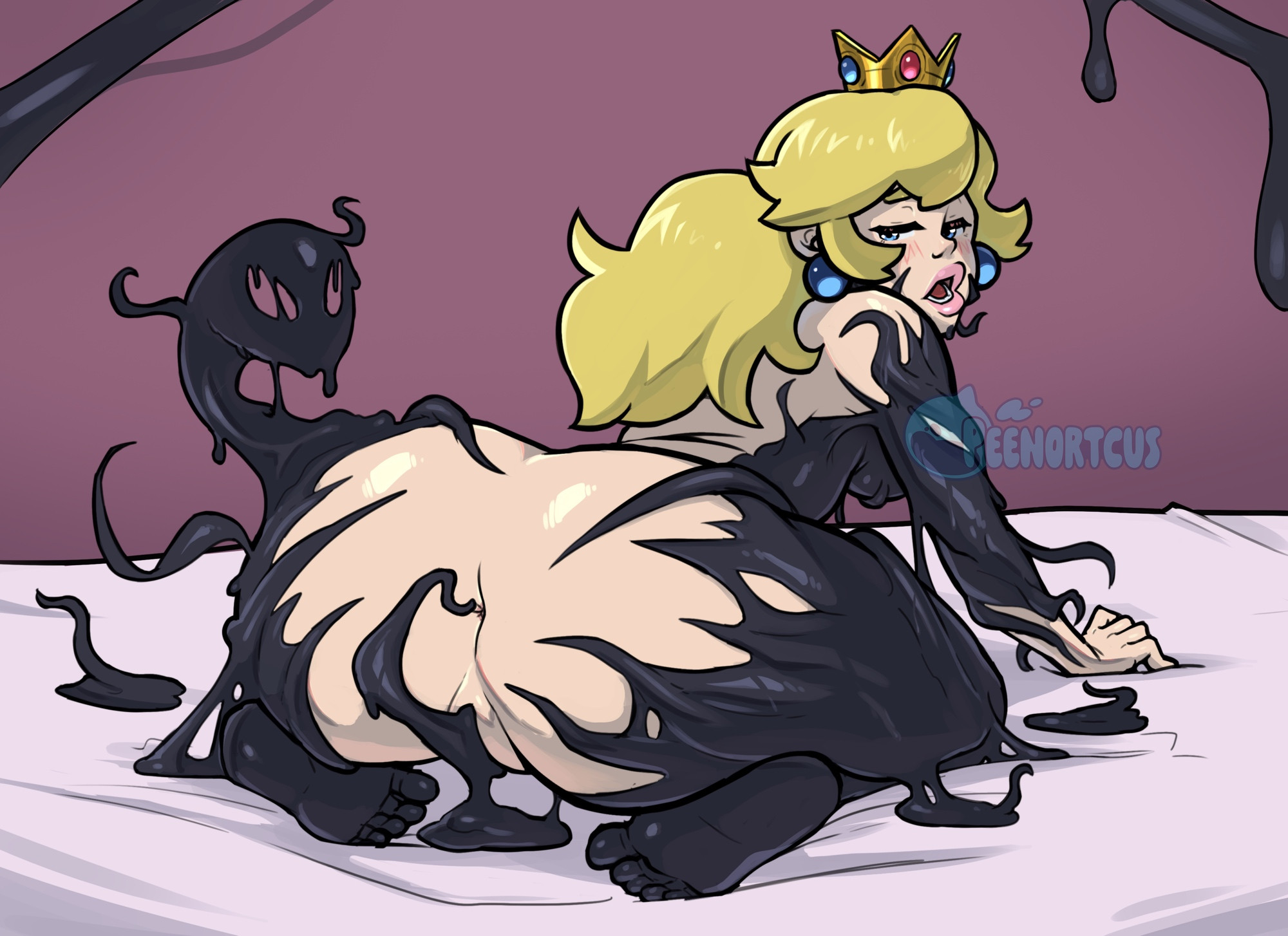 1girls, 2025, alien, alternate version available, anus, ass, ass focus, big ass, big butt, blonde, blonde female, blonde hair, blonde hair female, blue eyes, blush, breasts, bsky link, butt, butt focus, crossover, crown, digital media (artwork), earrings, eastern and western character, feet, female, female focus, goo, goo creature, latex transformation, living latex, mario (series), marvel, marvel comics, monster, monster on female, nintendo, open mouth, peenortacus, presenting, presenting anus, presenting ass, presenting butt, presenting hindquarters, princess peach, pussy, rear view, slime, spider-man (series), symbiote, symbiote takeover, transformation, underboob, venom (marvel), woman