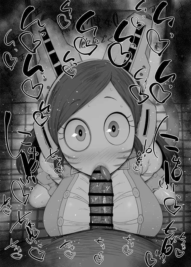 1boy, 1girls, bare shoulders, big breasts, big penis, black and white, blowjob, blush, breasts, cat ears, censored, detailed background, drooling, eyelashes, fellatio, female, headgear, heart, human, indoor, inside, kurotama, long hair, looking at viewer, male, male pov, marking, my hero academia, oral, oral sex, partial male, penis, pov, ragdoll (my hero academia), room, saliva, shiny, shiny skin, shounen jump, sketch, sound effects, squatting, superheroine, sweat, text, tomoko shiretoko, tongue, tongue out, vein, veins, veiny, veiny penis, wild wild pussycats