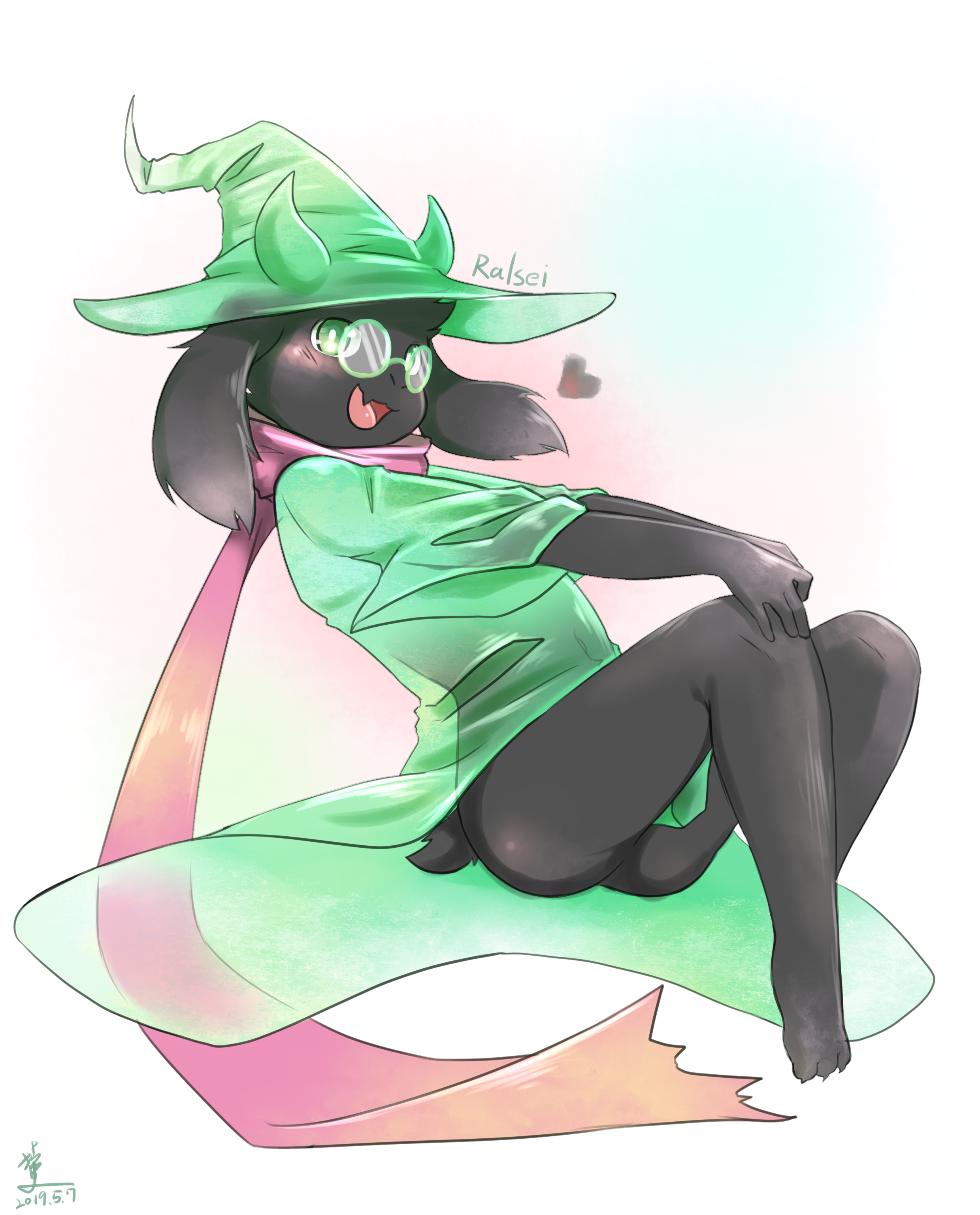 1girls, anthro, ass, black body, black fur, caprine, deltarune, female, female only, fur, furry, glasses, goat, goat ears, goat girl, hat, ralsei, ralsei (female), ralsei with black fur, rule 63, solo, solo female, solo focus, tagme, tail, thighs, undertale (series)