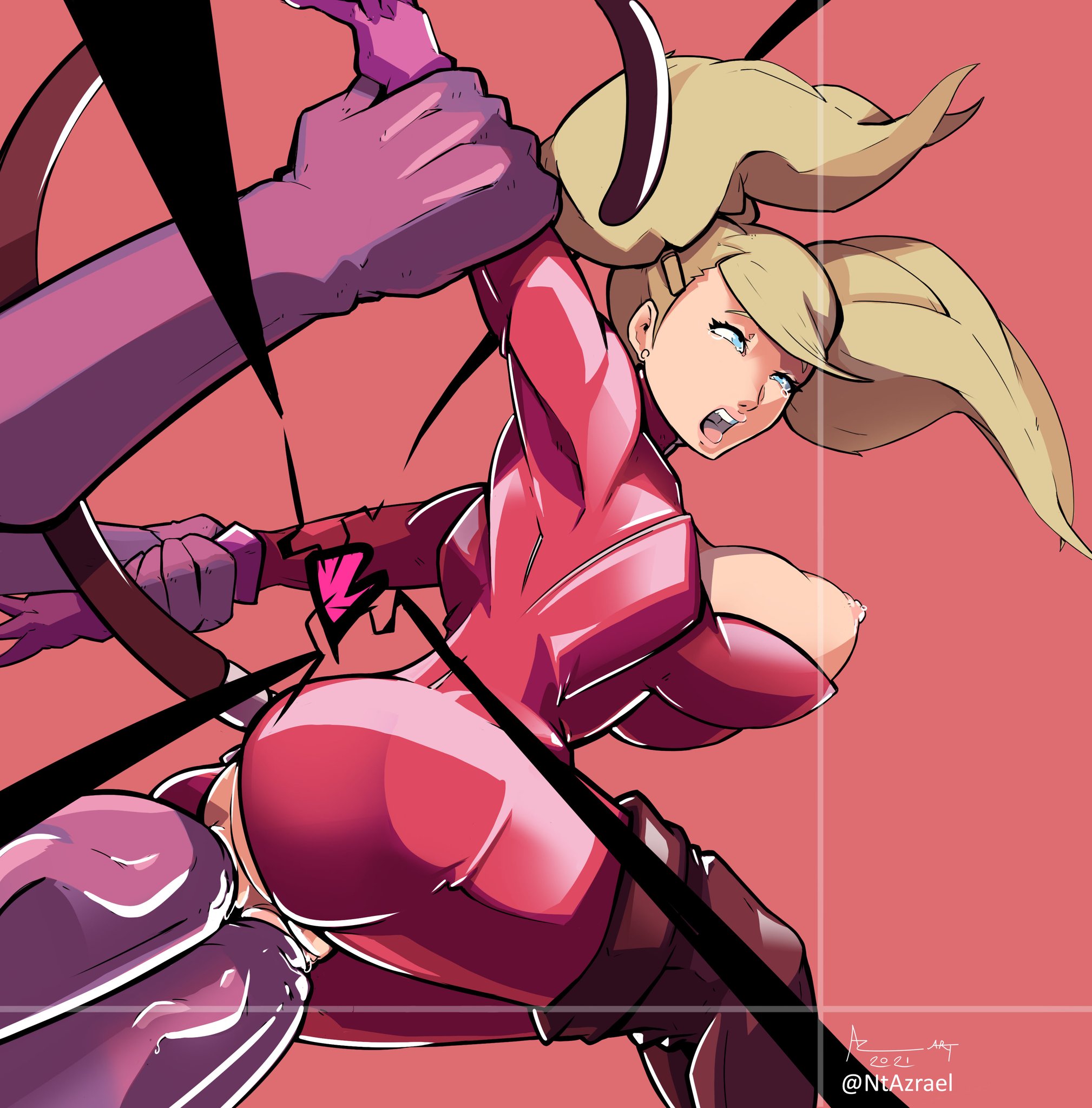 ahe gao, ann takamaki, big breasts, breasts, breasts out, diphallia, diphallism, double penetration, female, latex, latex suit, male, multi genitalia, multi penis, ntazrael, penis, persona, persona 5, phantom thief suit, pigtails, rape, shadow kamoshida, suguru kamoshida
