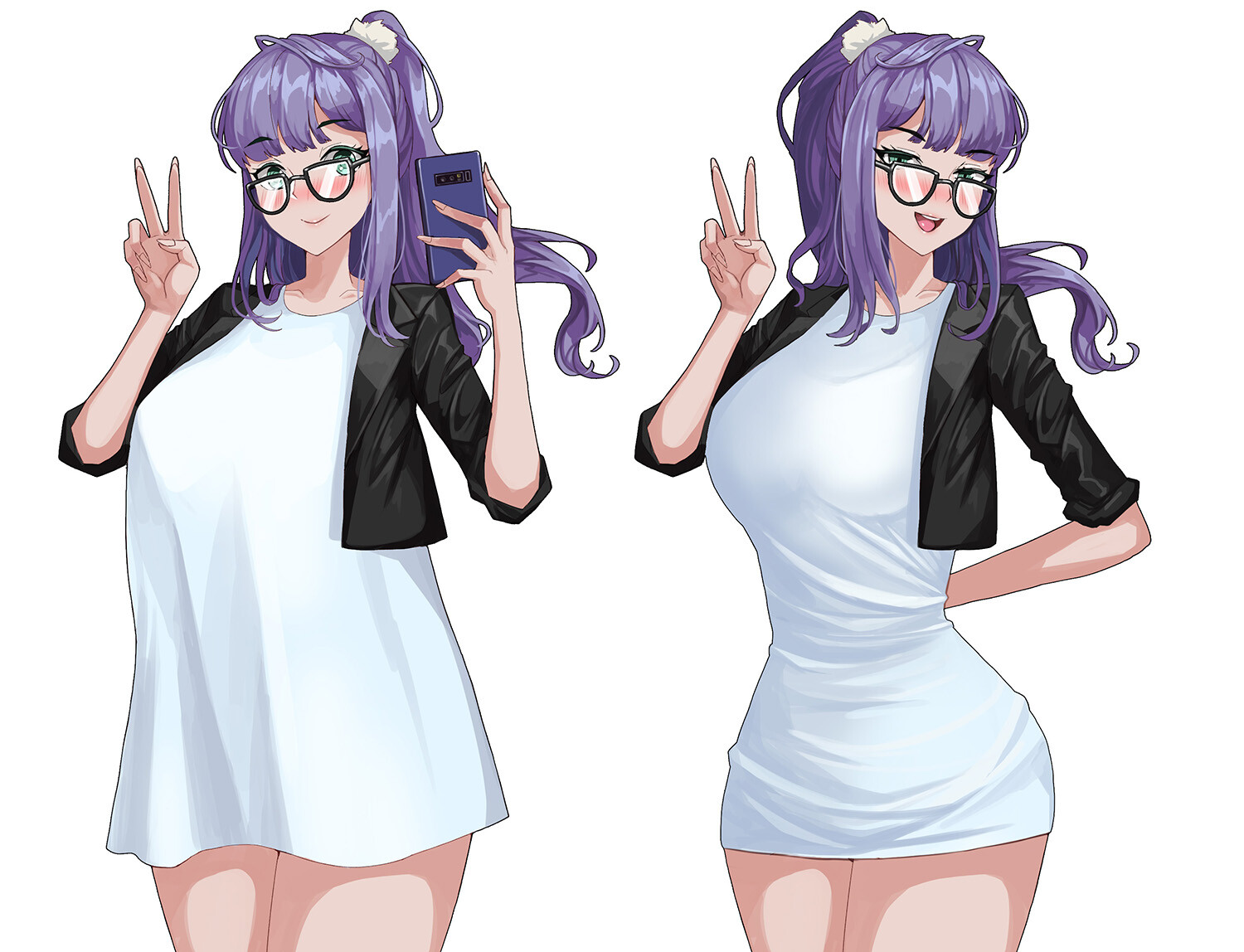 1girls, big breasts, blue eyes, breasts, drogod (artist), female, hourglass figure, purple hair, solo, solo female, tagme, thick thighs